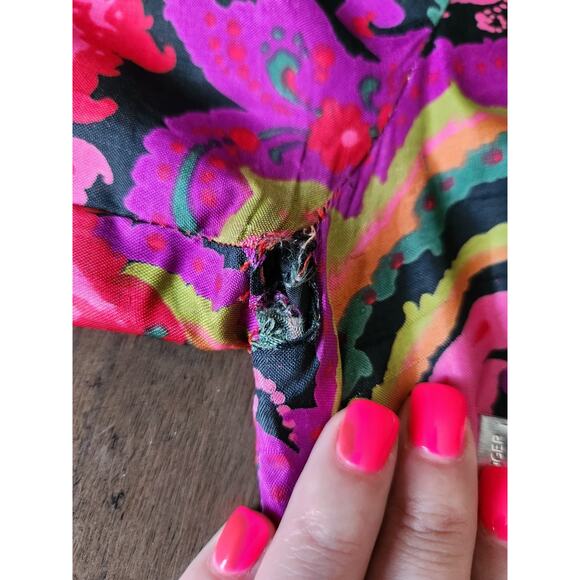 Vintage 60s Doreen Lok Floral Silk Kaftan Asian Dress READ FLAWS - Picture 10 of 13